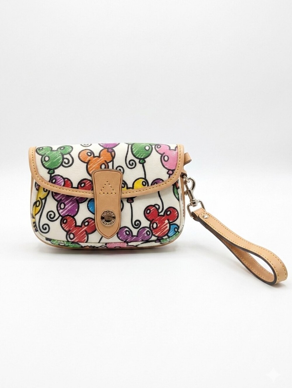 Dooney & Bourke Disney Mickey Mouse Balloon Print Flap Wristlet ~Retired